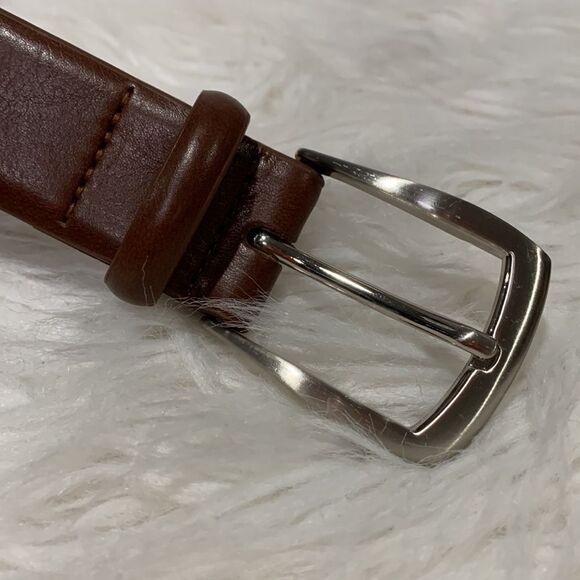 TASSO Elba brown leather belt with silver buckle NWOT men’s sz 36/90 - Picture 5 of 7